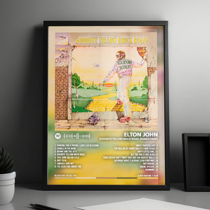 Elton John "Goodbye Yellow Brick Road " Album Cover Poster - with Complete Tracklist