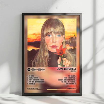 Joni Mitchell "Clouds" Album Cover Poster - with Complete Tracklist