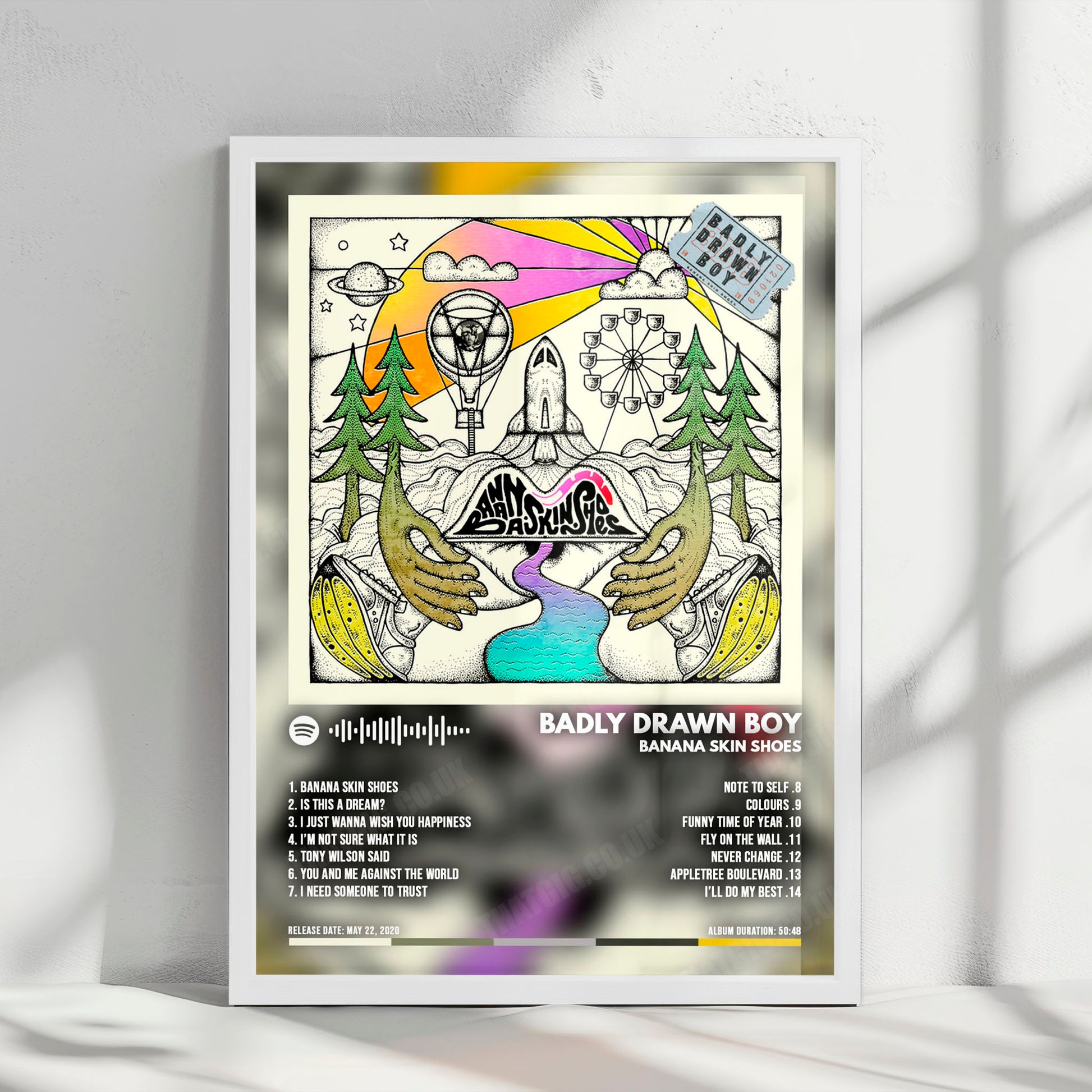 Badly Drawn Boy "Banana Skin Shoes" Album Cover Poster - with Complete Tracklist