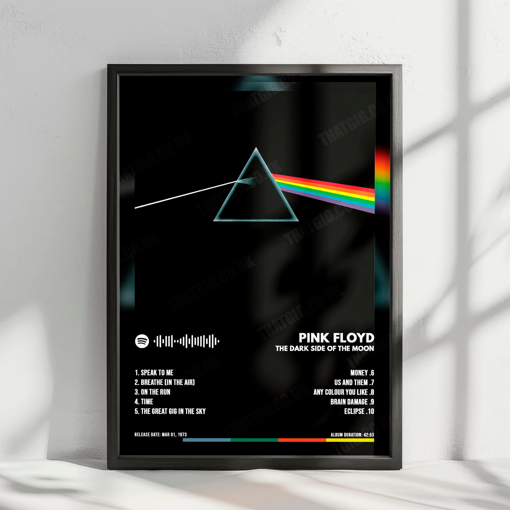 Pink Floyd "The Dark Side of the Moon" Album Cover Poster - with Complete Tracklist