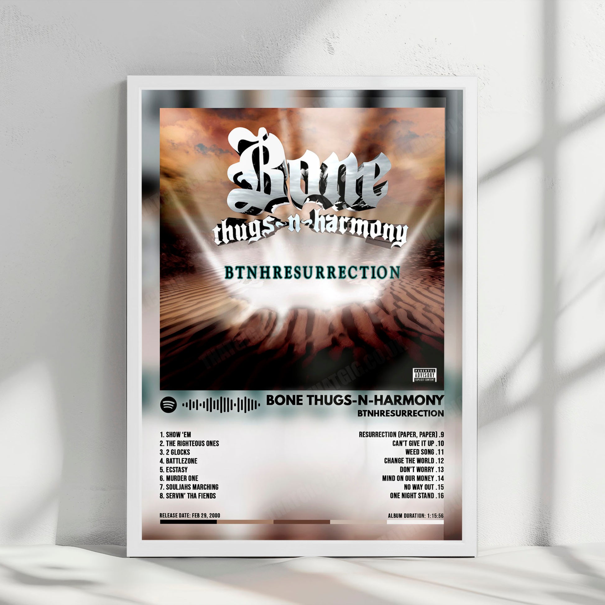 Bone Thugs-N-Harmony "BTNHRESURRECTION" Album Cover Poster - with Complete Tracklist