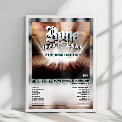 Bone Thugs-N-Harmony "BTNHRESURRECTION" Album Cover Poster - with Complete Tracklist