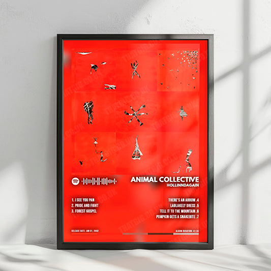 Animal Collective "Hollinndagain" Album Cover Poster - with Complete Tracklist