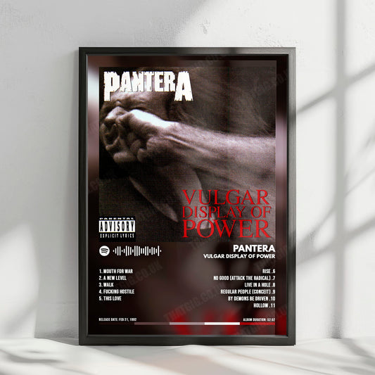 Pantera "Vulgar Display of Power " Album Cover Poster - with Complete Tracklist
