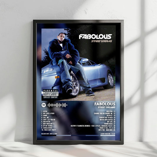 Fabolous "Street Dreams" Album Cover Poster - with Complete Tracklist
