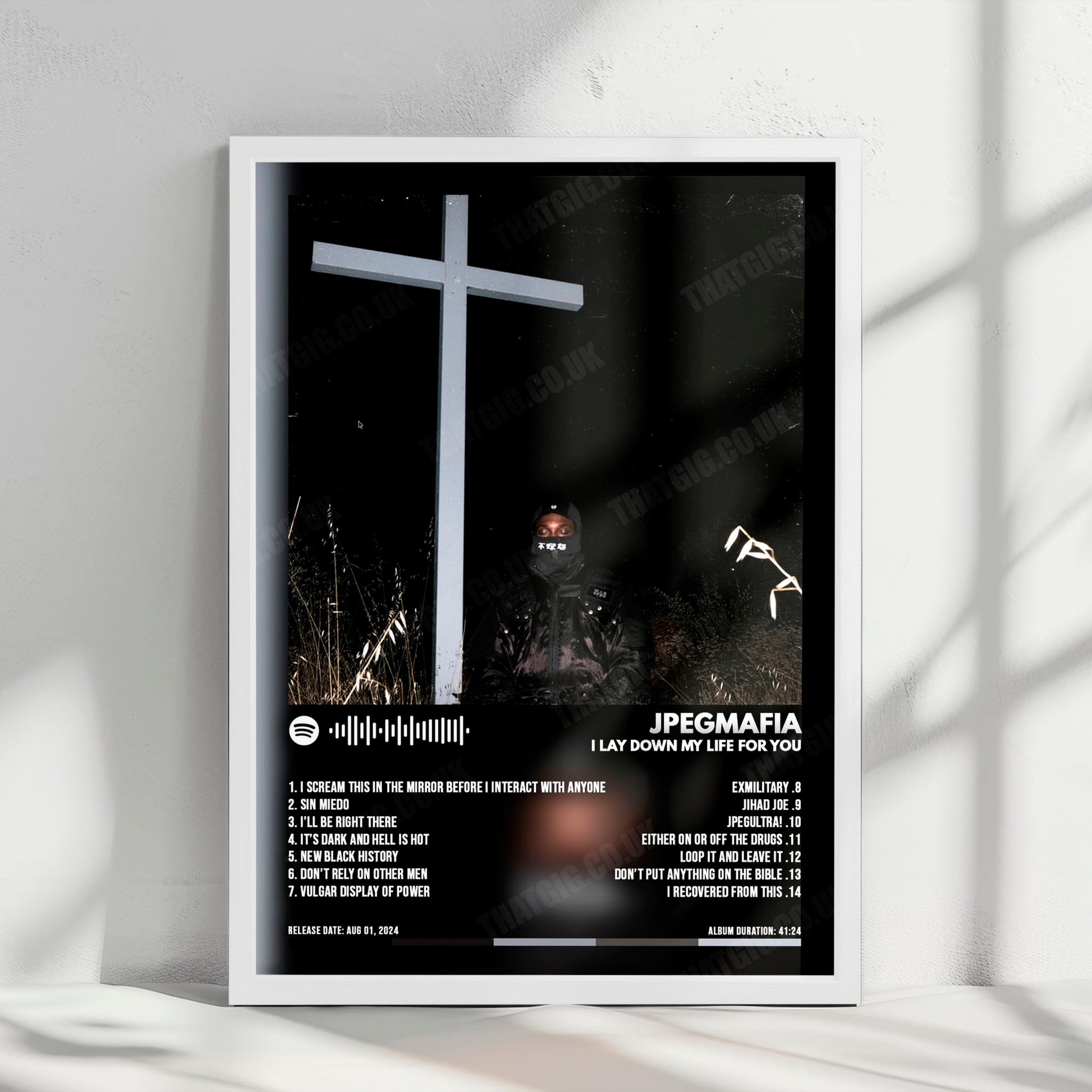 Jpegmafia "I LAY DOWN MY LIFE FOR YOU" Album Cover Poster - with Complete Tracklist