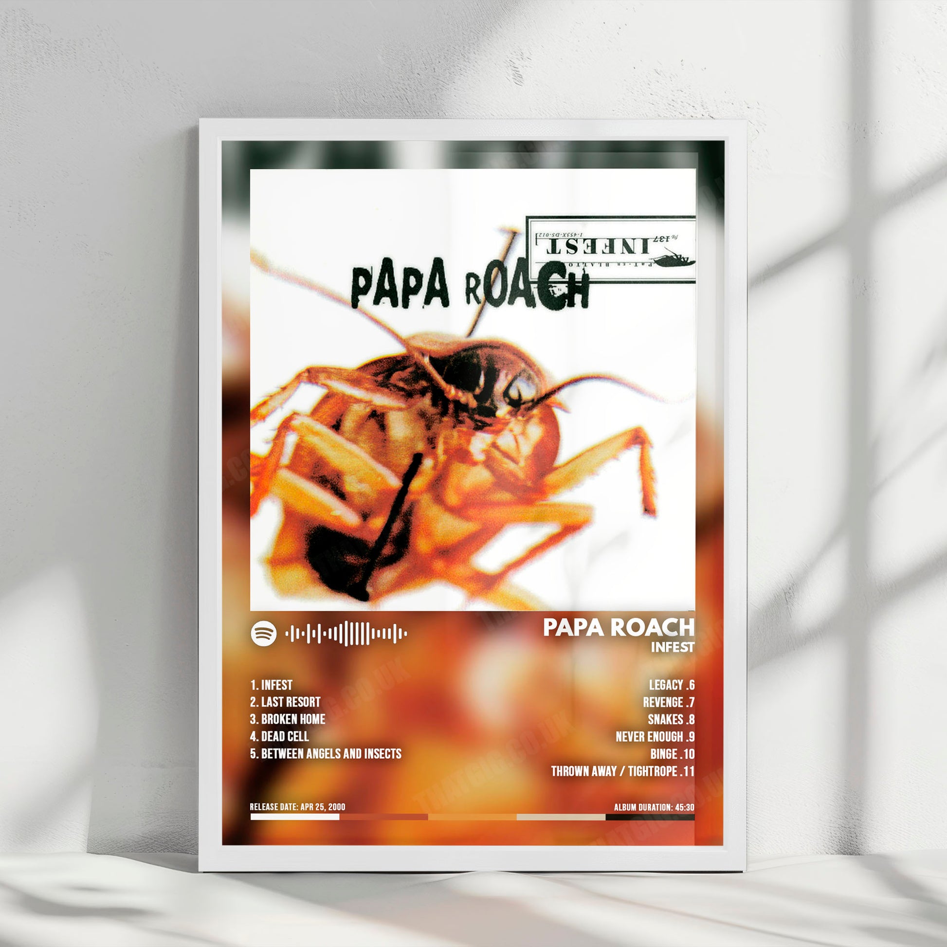 Papa Roach "Infest " Album Cover Poster - with Complete Tracklist