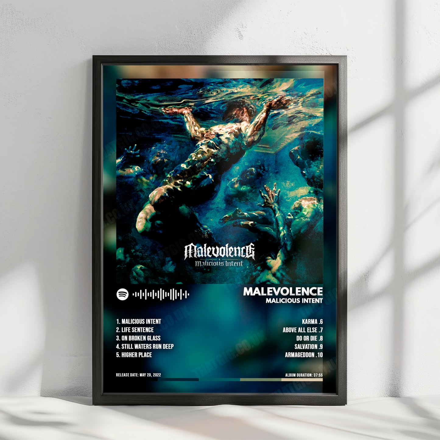 Malevolence "Malicious Intent" Album Cover Poster - with Complete Tracklist