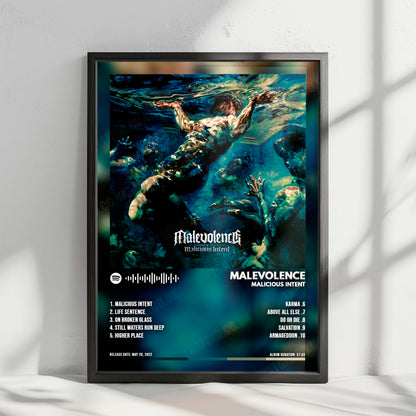 Malevolence "Malicious Intent" Album Cover Poster - with Complete Tracklist