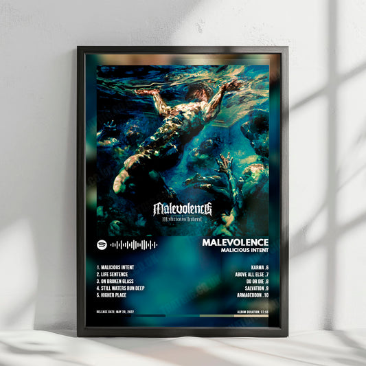 Malevolence "Malicious Intent" Album Cover Poster - with Complete Tracklist