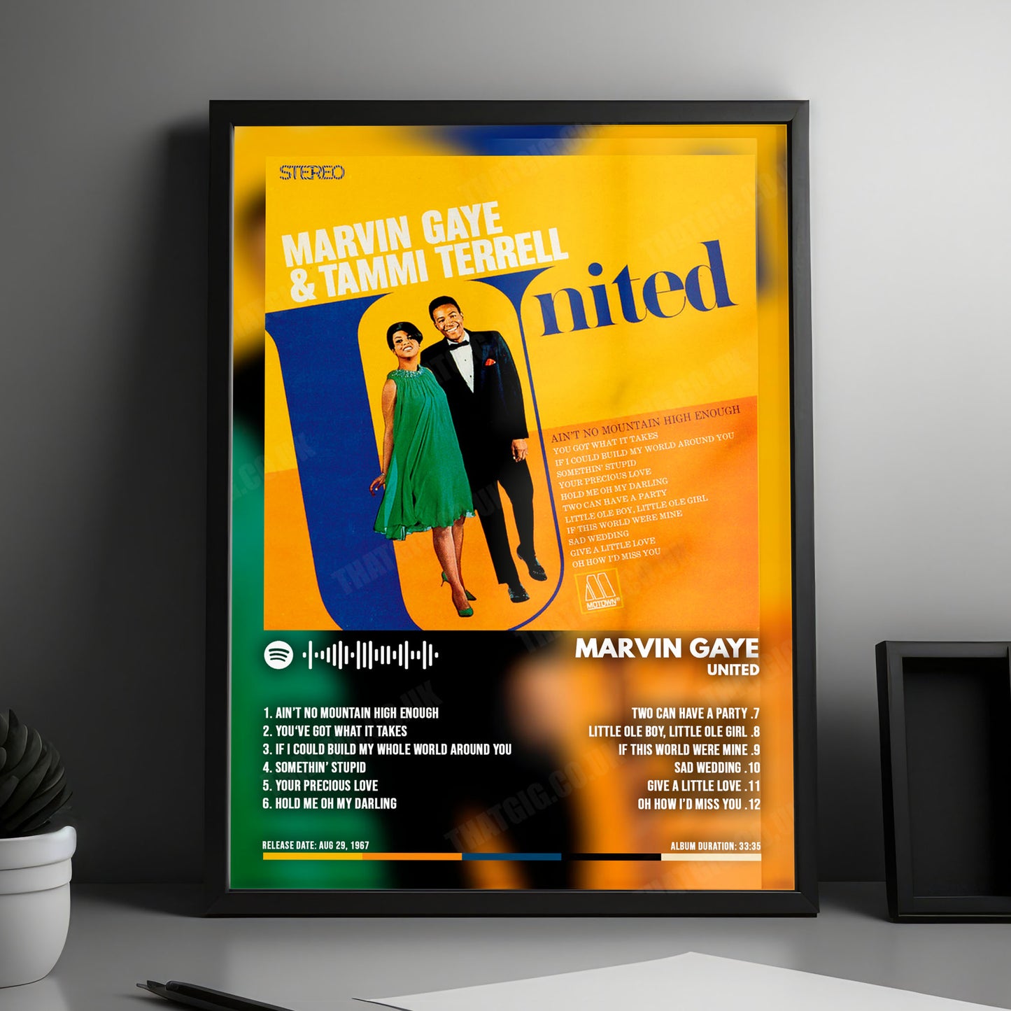 Marvin Gaye "United" Album Cover Poster - with Complete Tracklist