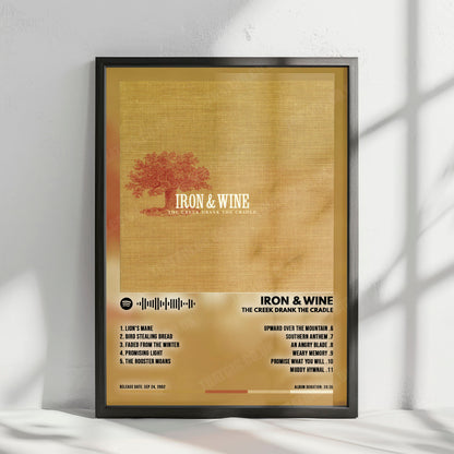 Iron & Wine "The Creek Drank the Cradle" Album Cover Poster - with Complete Tracklist