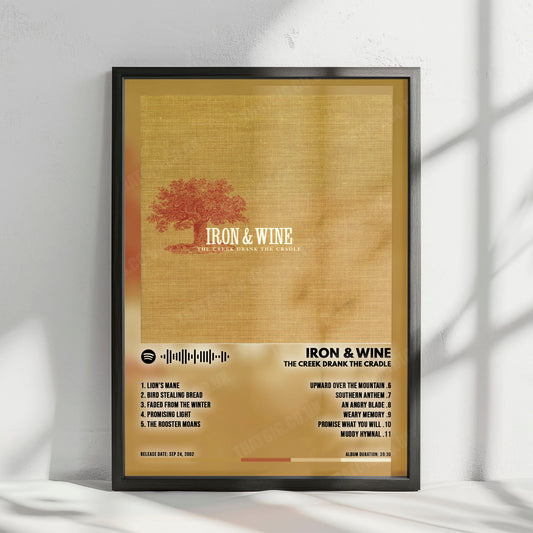 Iron & Wine "The Creek Drank the Cradle" Album Cover Poster - with Complete Tracklist