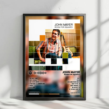 John Mayer "Room For Squares" Album Cover Poster - with Complete Tracklist