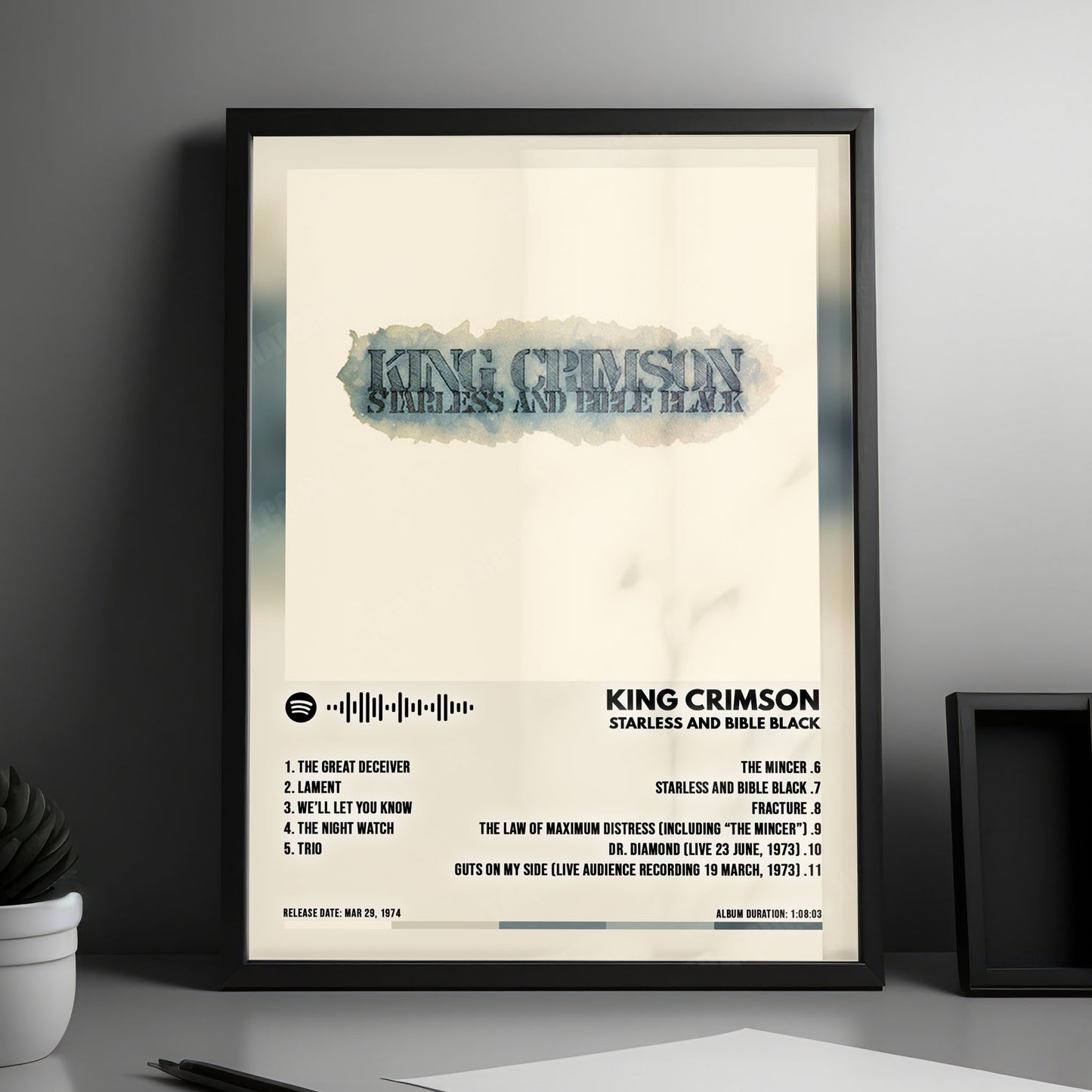 King Crimson "Starless And Bible Black" Album Cover Poster - with Complete Tracklist