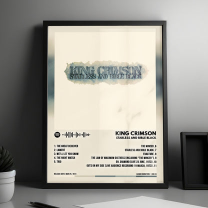 King Crimson "Starless And Bible Black" Album Cover Poster - with Complete Tracklist