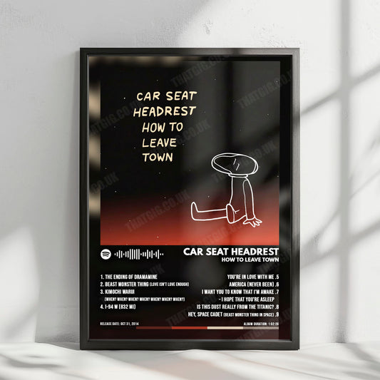 Car Seat Headrest "Headrest How to Leave Town" Album Cover Poster - with Complete Tracklist