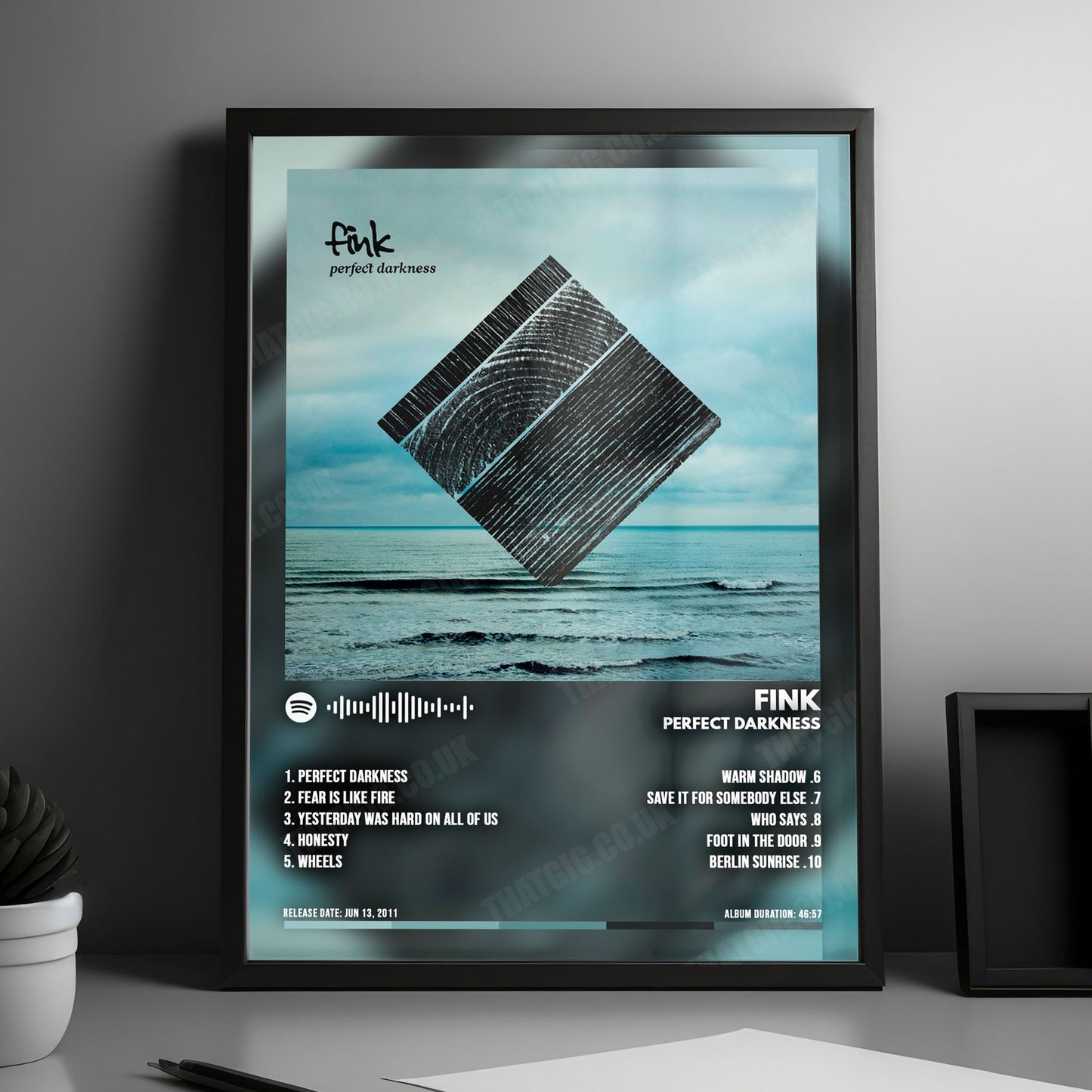 Fink "Perfect Darkness" Album Cover Poster - with Complete Tracklist