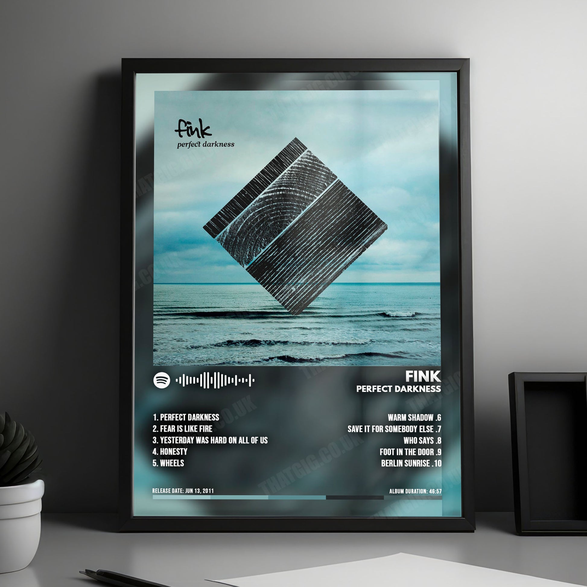 Fink "Perfect Darkness" Album Cover Poster - with Complete Tracklist