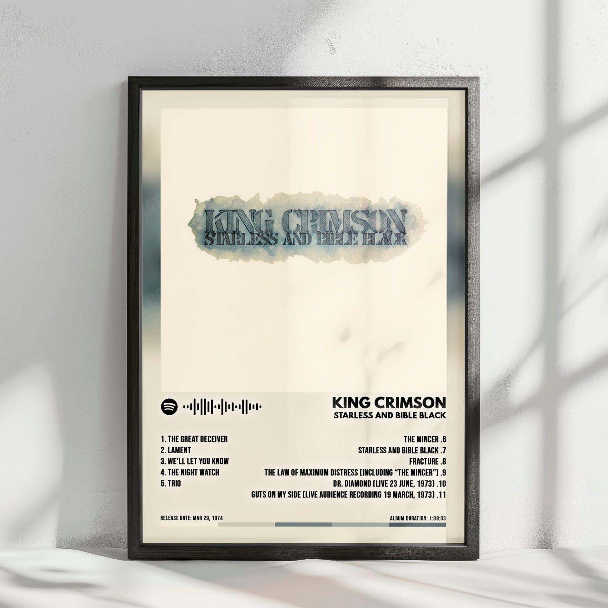 King Crimson "Starless And Bible Black" Album Cover Poster - with Complete Tracklist