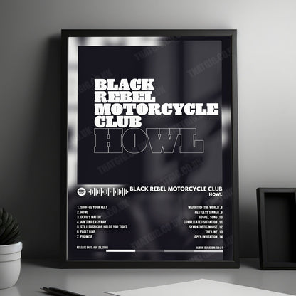 Black Rebel Motorcycle Club "Howl" Album Cover Poster - with Complete Tracklist