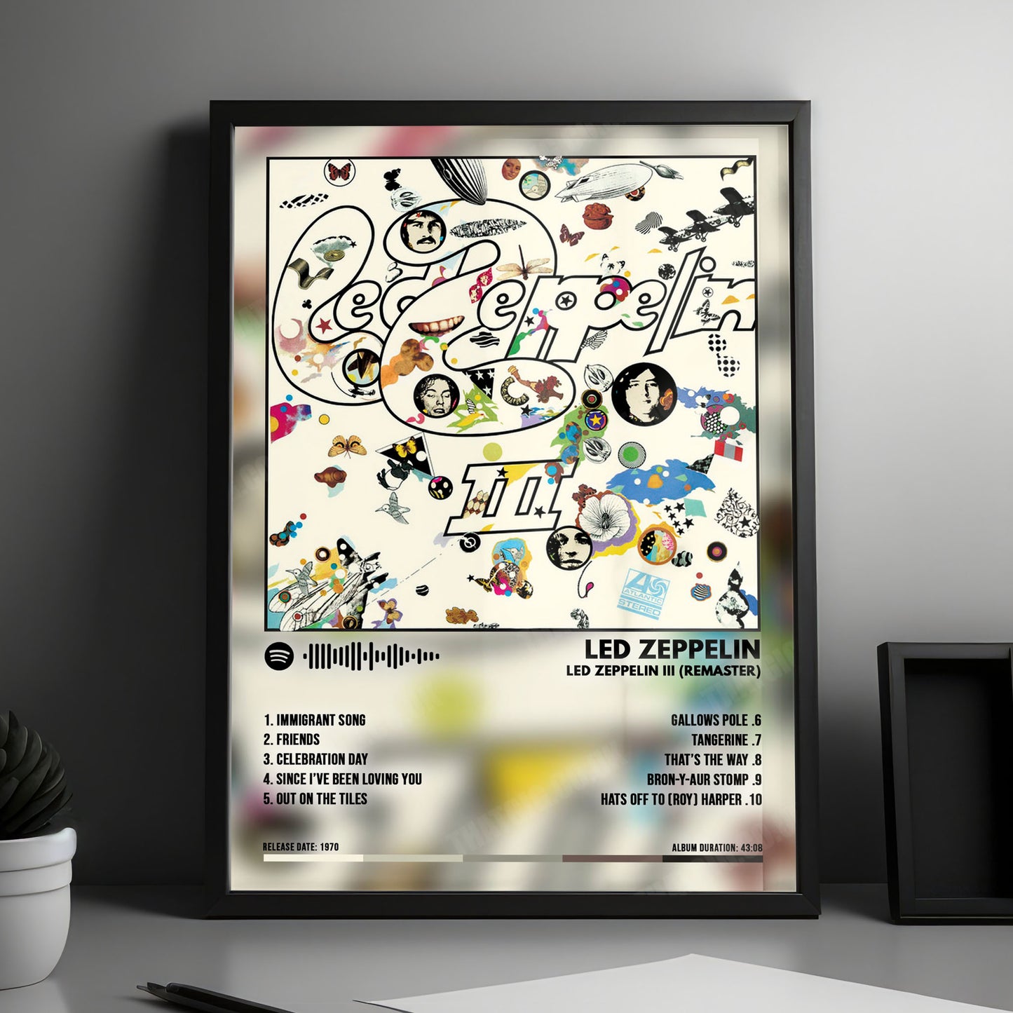 Led Zeppelin "III" Album Cover Poster - with Complete Tracklist