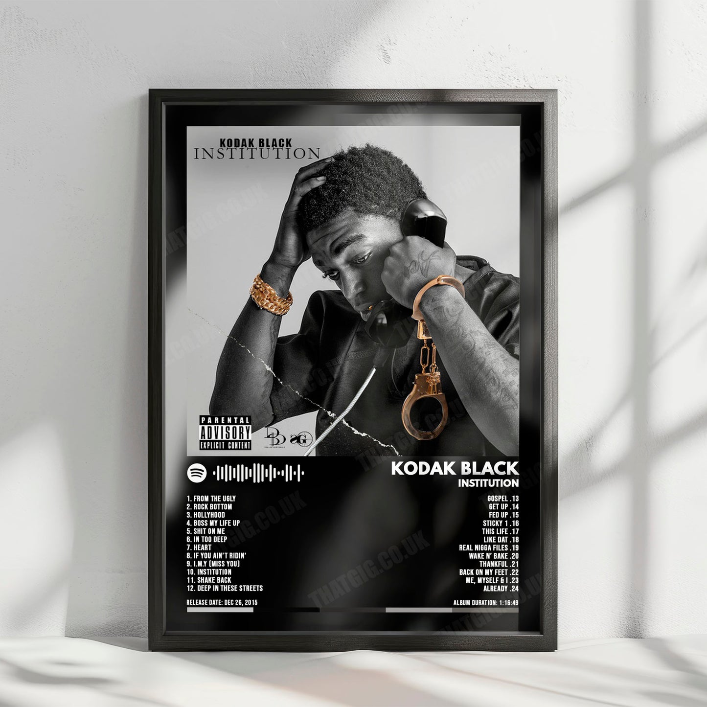 Kodak Black "Institution" Album Cover Poster - with Complete Tracklist