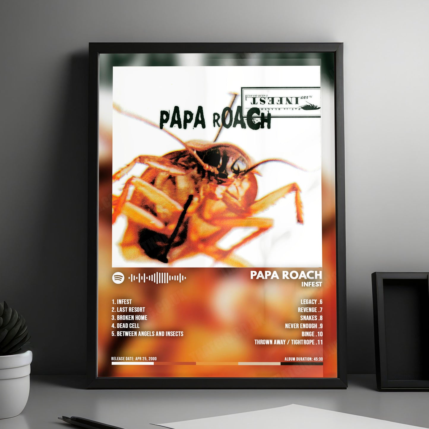 Papa Roach "Infest " Album Cover Poster - with Complete Tracklist