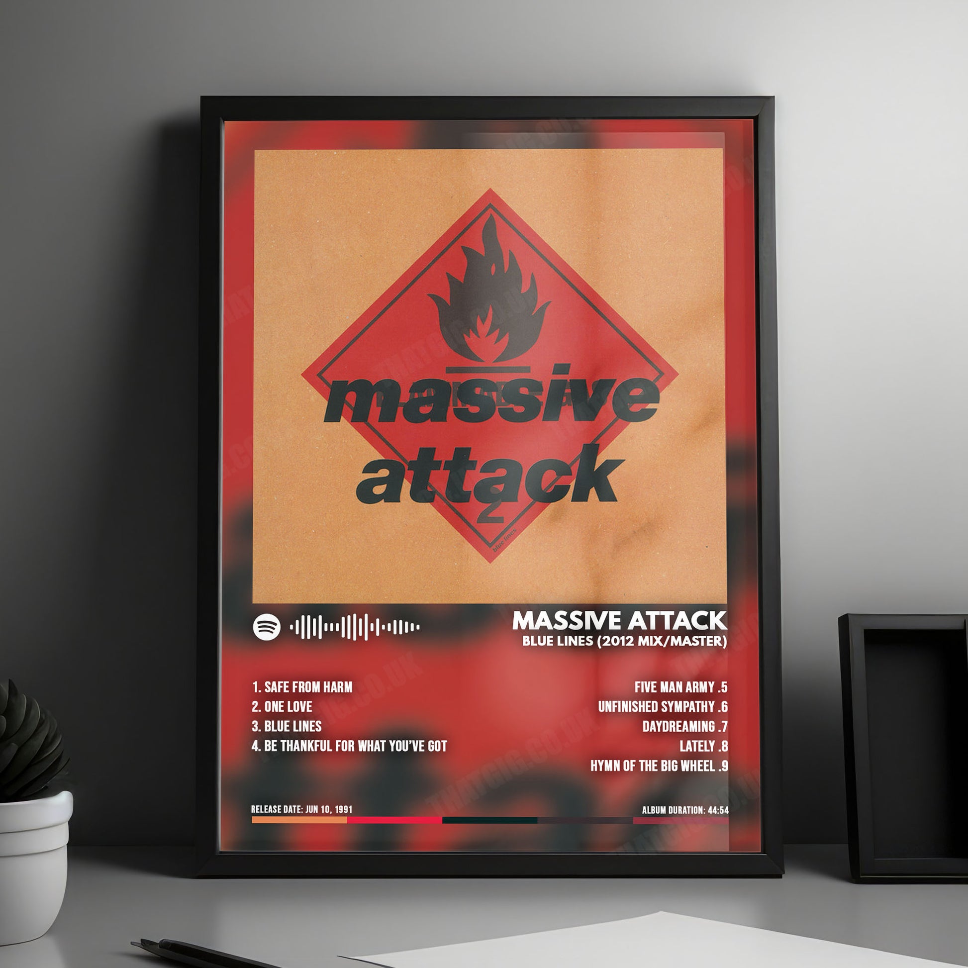 Massive Attack "Blue Lines " Album Cover Poster - with Complete Tracklist