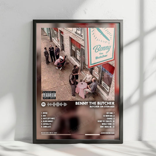 Benny The Butcher "Butcher on Steroids" Album Cover Poster - with Complete Tracklist