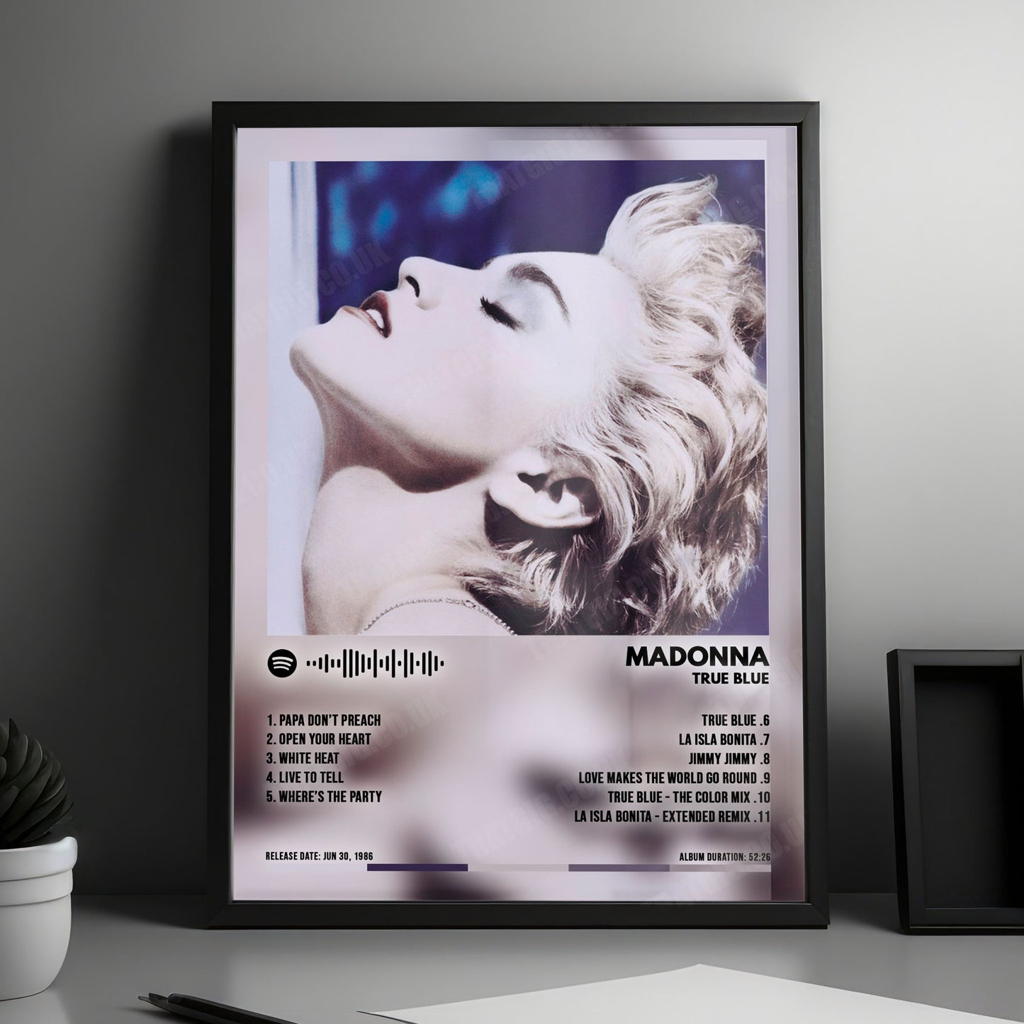 Madonna "True Blue" Album Cover Poster - with Complete Tracklist
