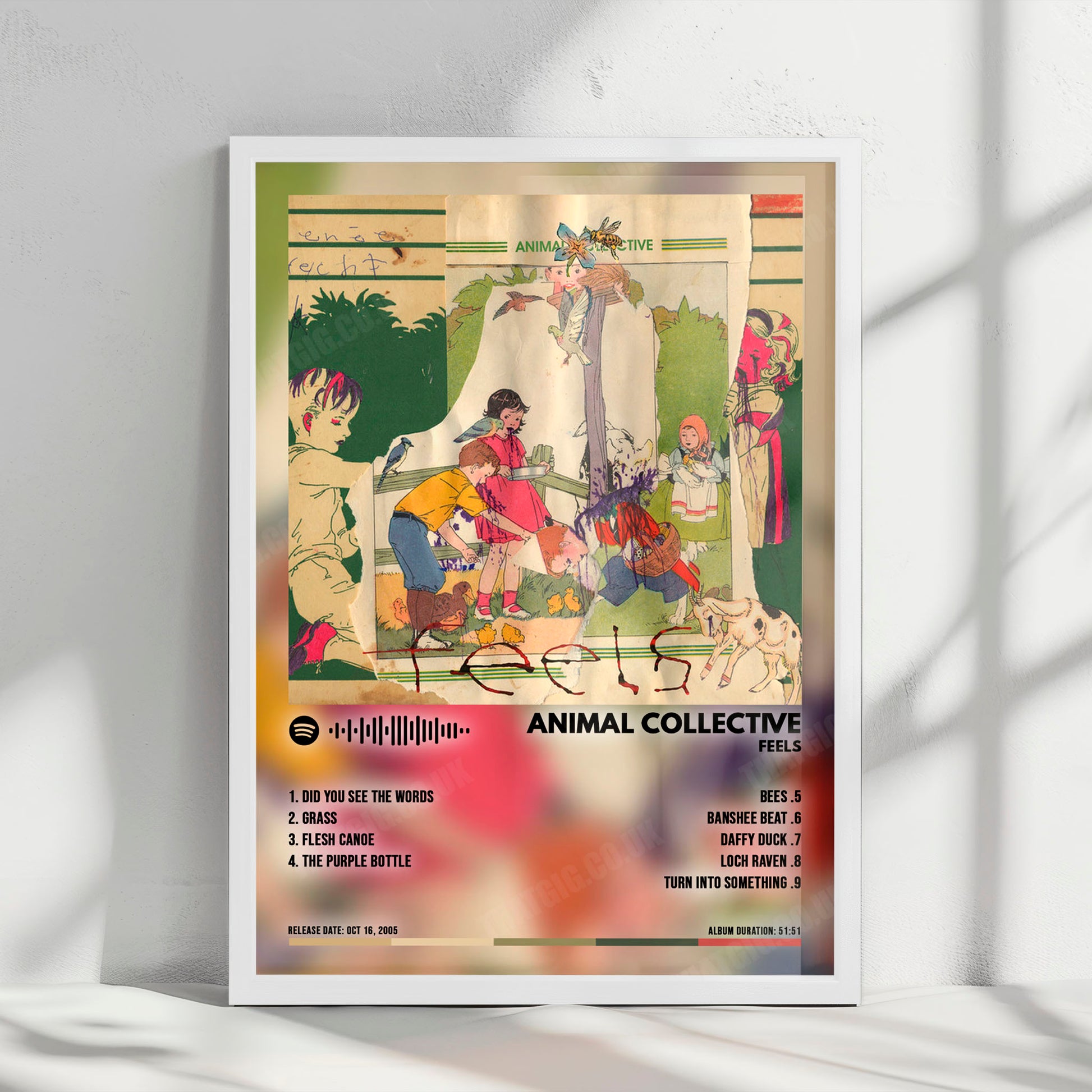 Animal Collective "Feels" Album Cover Poster - with Complete Tracklist