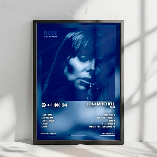 Joni Mitchell "Blue " Album Cover Poster - with Complete Tracklist