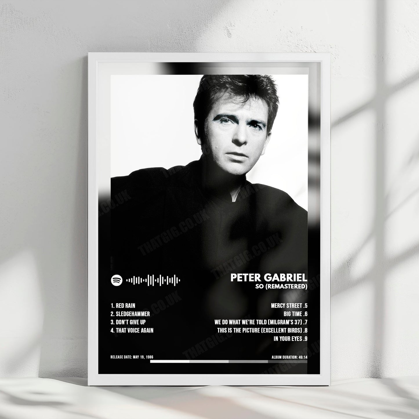 Peter Gabriel "So " Album Cover Poster - with Complete Tracklist