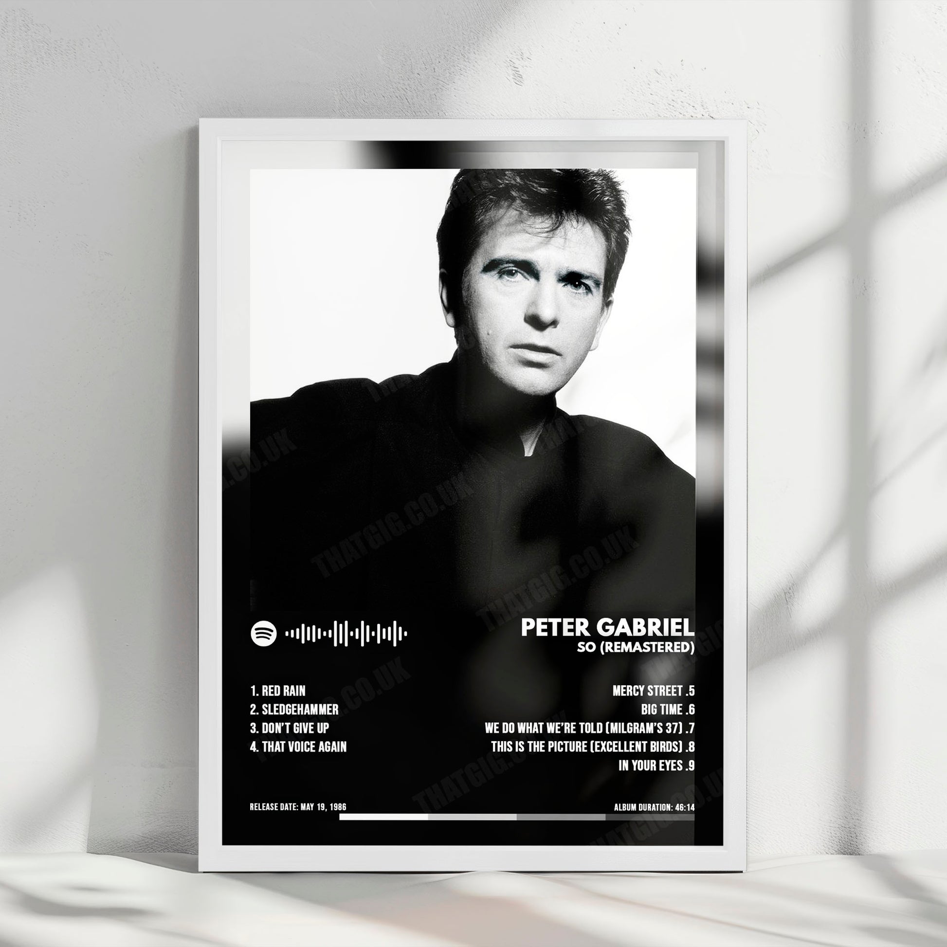 Peter Gabriel "So " Album Cover Poster - with Complete Tracklist