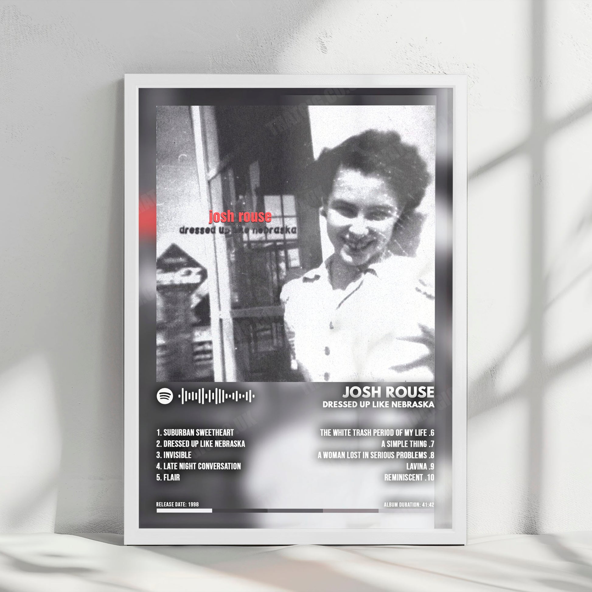 Josh Rouse "Dressed Up Like Nebraska" Album Cover Poster - with Complete Tracklist