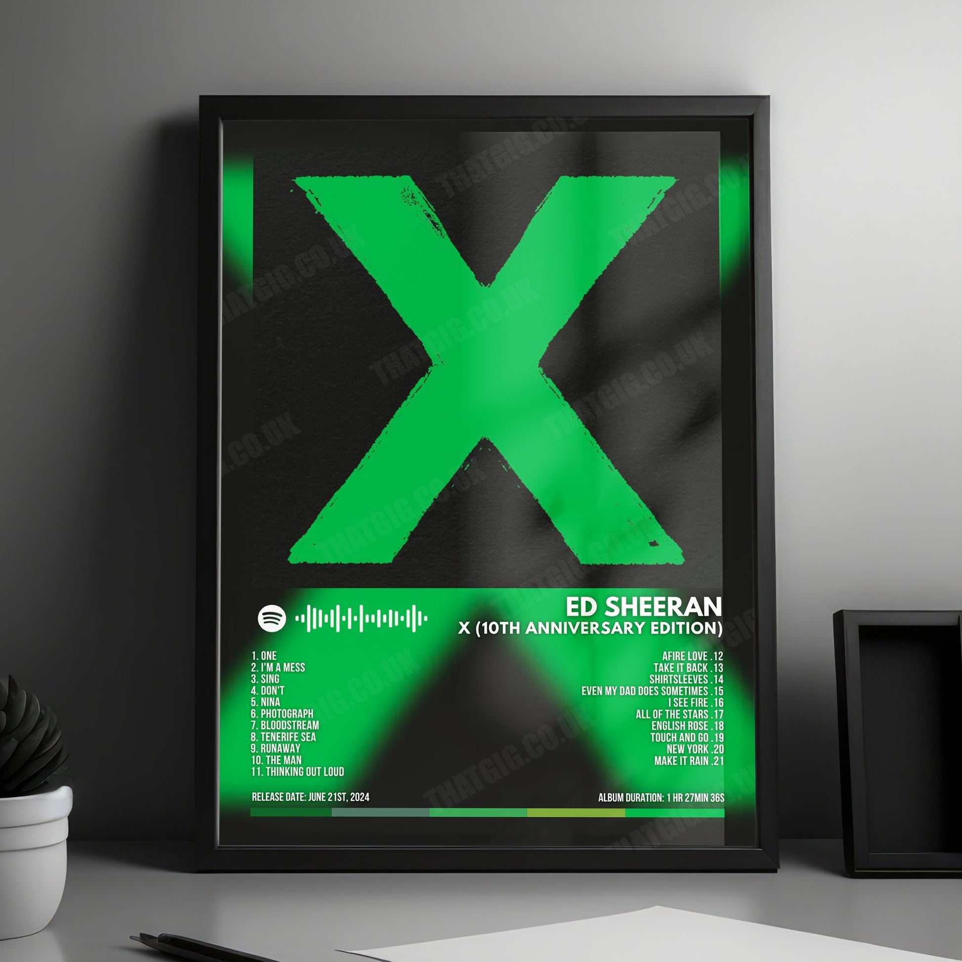 Ed Sheeran "X (10th Anniversary Edition)" Album Cover Poster - with Complete Tracklist