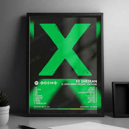 Ed Sheeran "X (10th Anniversary Edition)" Album Cover Poster - with Complete Tracklist
