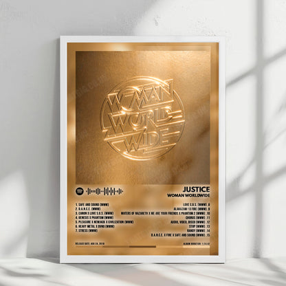 Justice "Woman Worldwide" Album Cover Poster - with Complete Tracklist