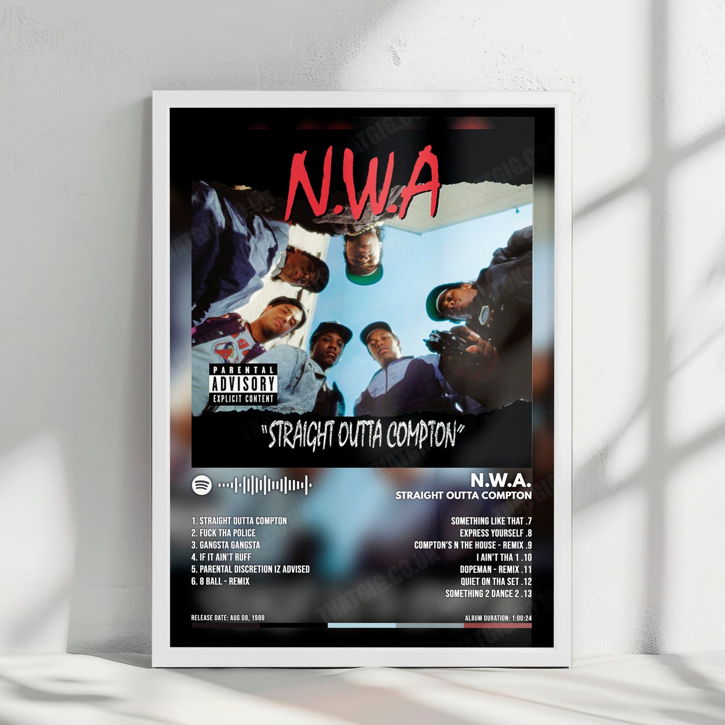 N.W.A "Straight Outta Compton" Album Cover Poster - with Complete Tracklist