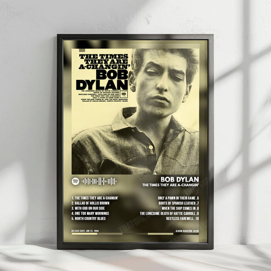 Bob Dylan "The Times They Are A-Changin'" Album Cover Poster - with Complete Tracklist