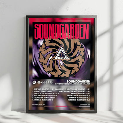 Soundgarden "Badmotorfinger" Album Cover Poster - with Complete Tracklist