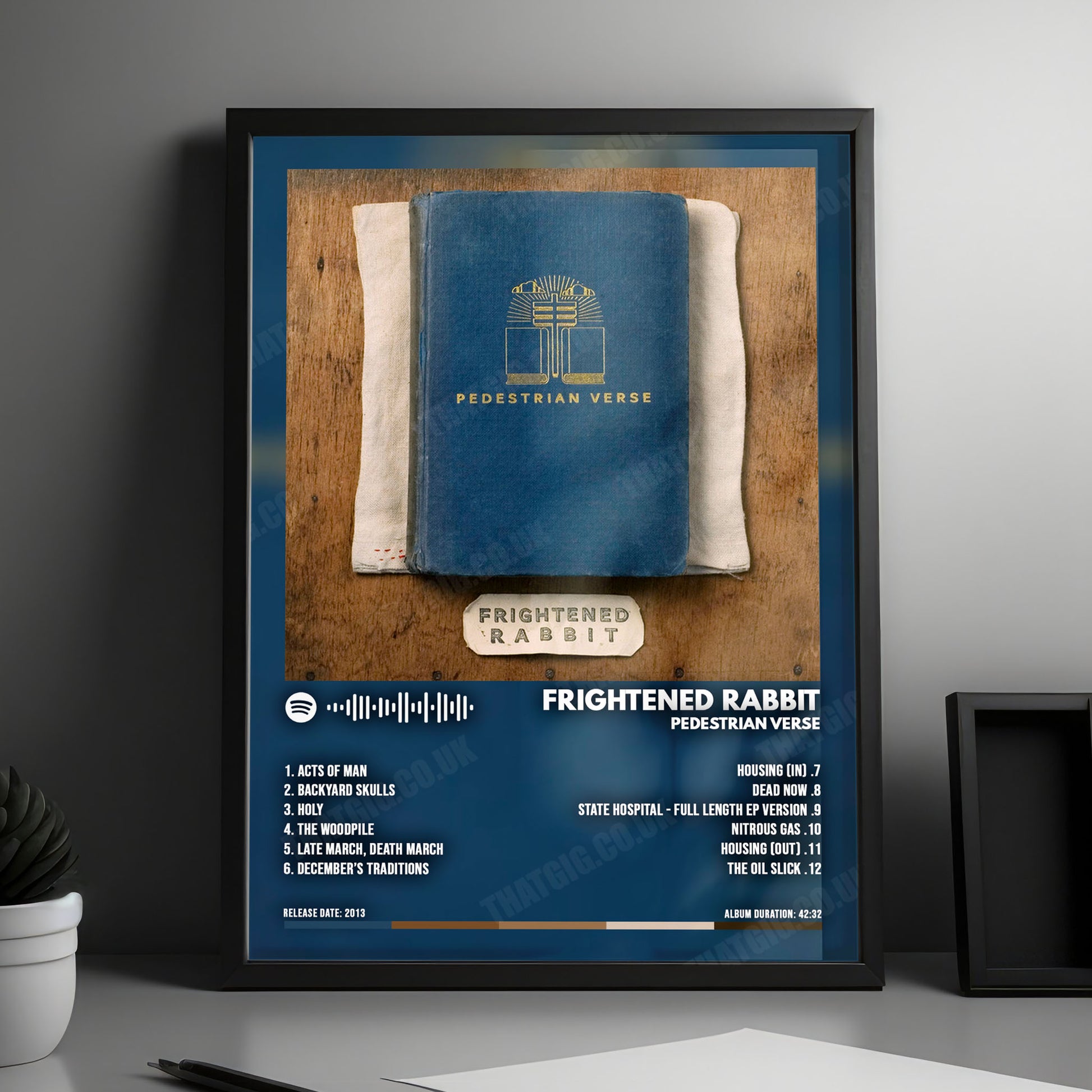 Frightened Rabbit "Pedestrian Verse" Album Cover Poster - with Complete Tracklist