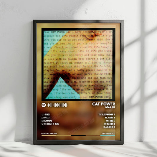 Cat Power "Dear Sir" Album Cover Poster - with Complete Tracklist