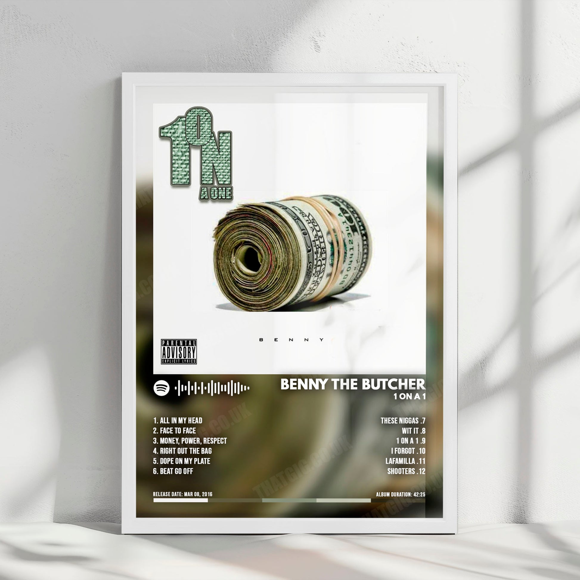 Benny The Butcher "Butcher 1 on a 1" Album Cover Poster - with Complete Tracklist