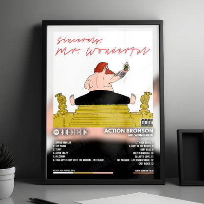 Action Bronson "Mr. Wonderful" Album Cover Poster - with Complete Tracklist