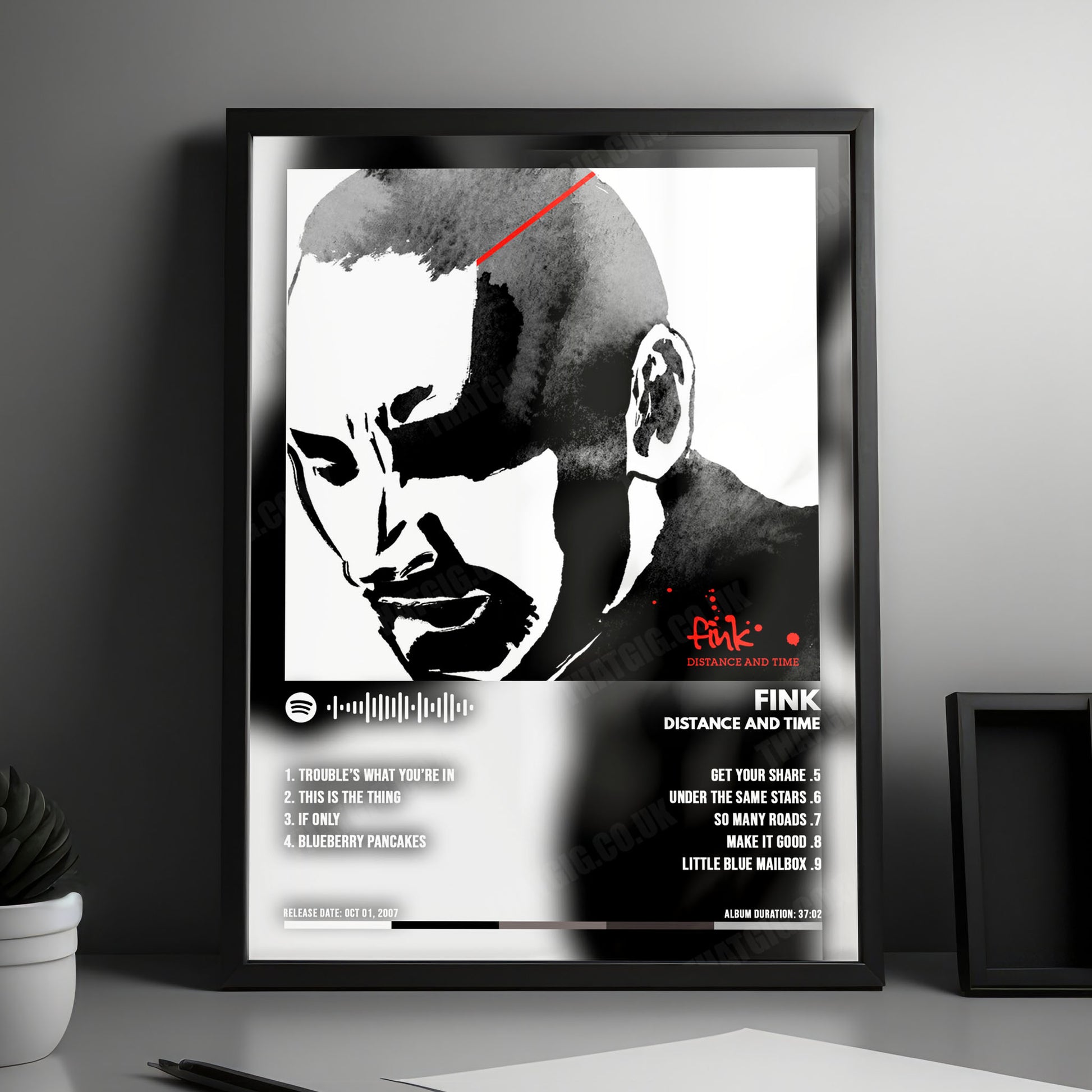 Fink "Distance and Time" Album Cover Poster - with Complete Tracklist
