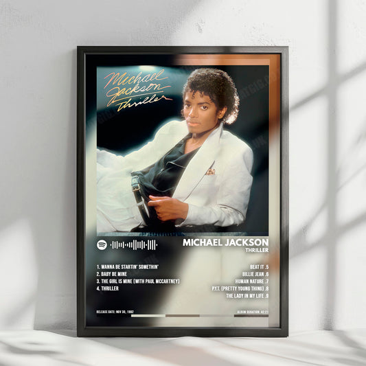 Michael Jackson "Thriller " Album Cover Poster - with Complete Tracklist
