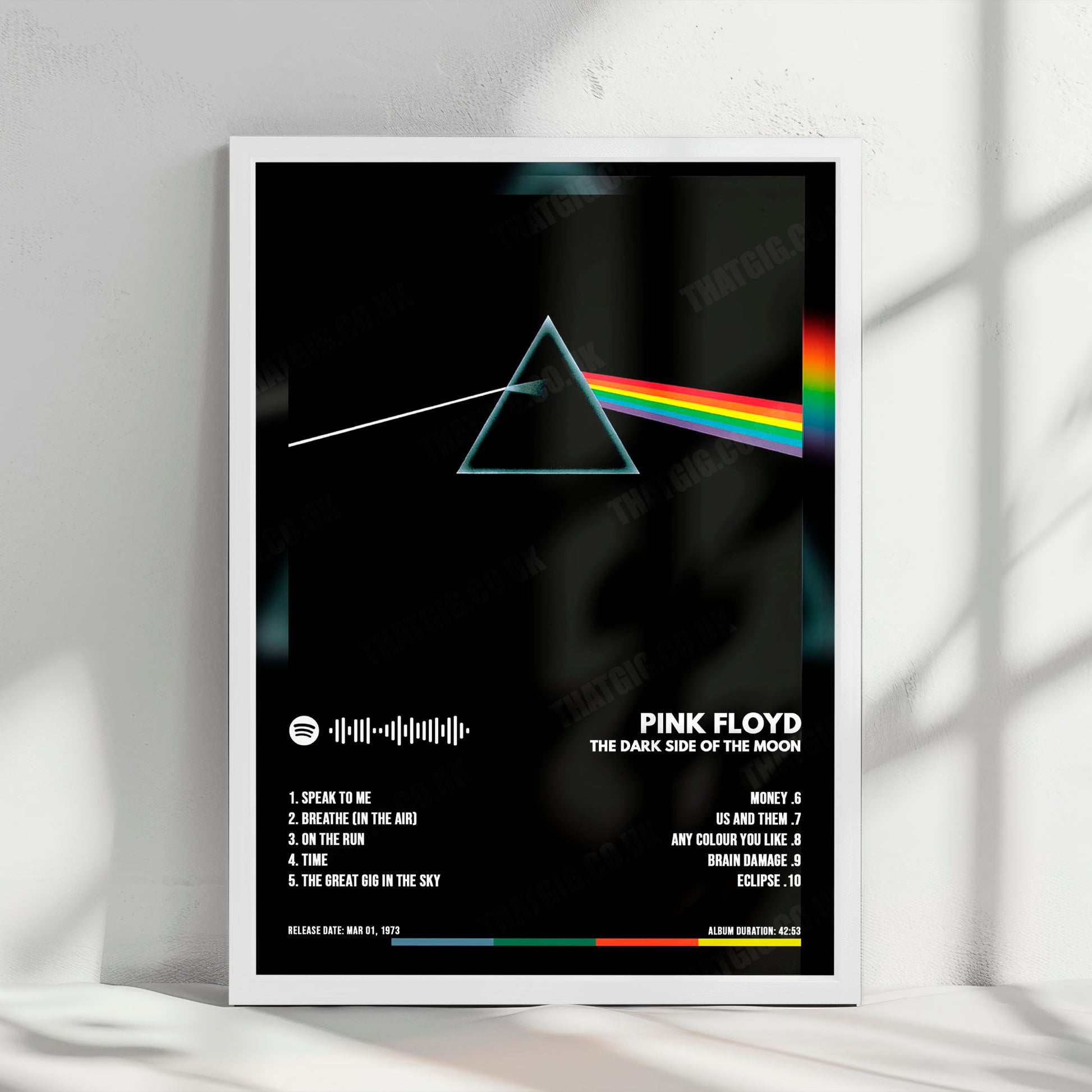 Pink Floyd "The Dark Side of the Moon" Album Cover Poster - with Complete Tracklist