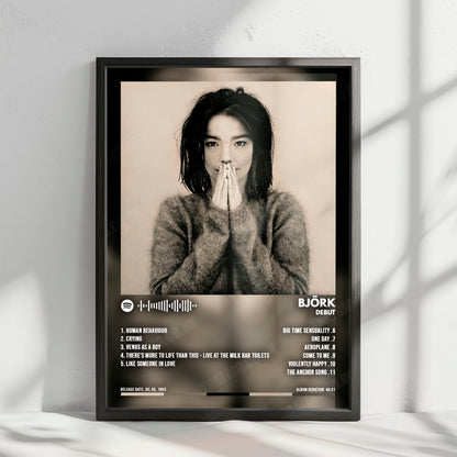 Björk "Debut" Album Cover Poster - with Complete Tracklist